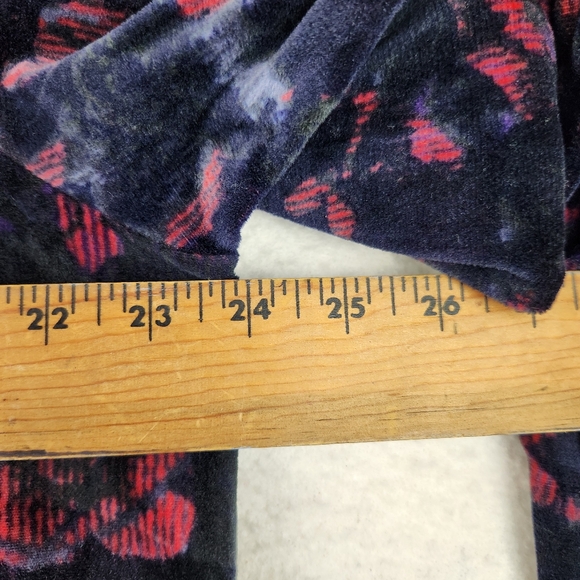 Woman Within Womens Size Medium Blue Floral Cold Shoulder Velour Sweater Top - Picture 5 of 10